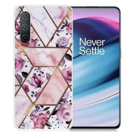 Marble design OnePlus Nord CE 5G cover - Elegant Flise Med Roser Multicolor