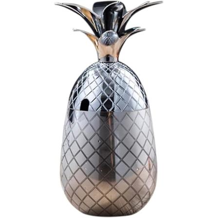 18,6oz/550ml Cocktail Ananas Kopp Med Lokk - 304 Rustfritt Stål Metall Rose Gullbelegg