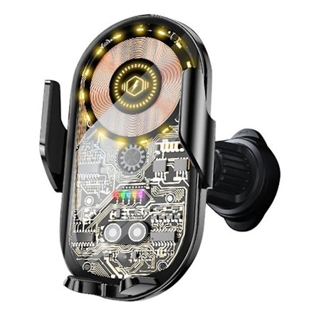 Bilhållare för trådlös laddning av telefon med intelligent induktionsklämma, kreativt transparent telefonfäste