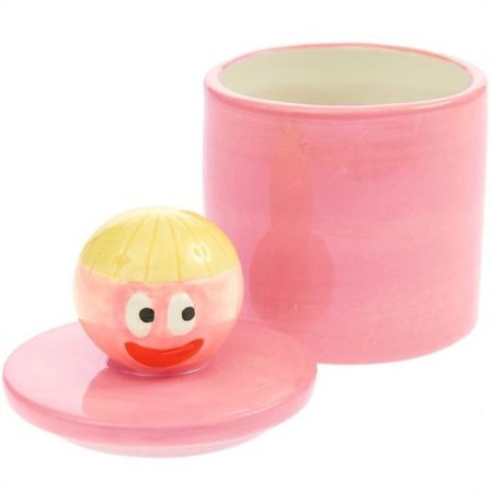 Keramikkruka och lock - ansikte - Eye Candy - 12 cm