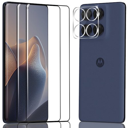 2-Pack Motorola Edge 60 Skærmbeskyttelse & 1-Pack linsebeskyttelse - Hærdet Glas 9H - Super kvalitet 3D