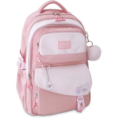 Skolesekker Videregående skolesekk, Lett stor reiserucksack med søt anheng og merke