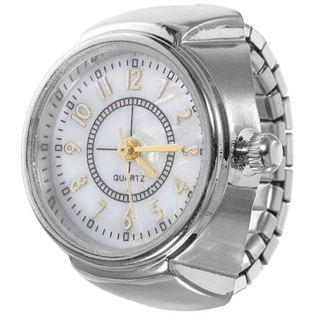 1 st Stilren Fingerklocka Trendig Mini Ring Quartz Klocka Smycken för Kvinnor Män (Silver)_tfrf