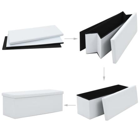 Vidaxl Förvaringsbänk Hopfällbar Konstläder 110x38x38 Cm Vit Vit