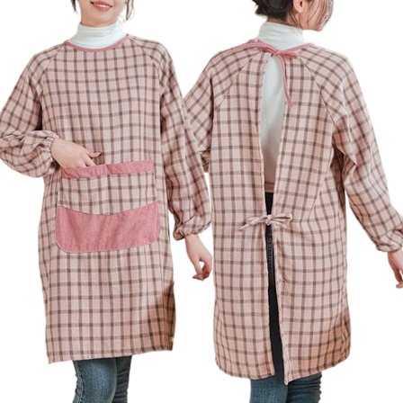 Forklæde til skomager til kvinder med lommer, lange ærmer til maling/negleplejer/kunst/håndværk/opvask, One Size, pink