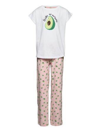 Pajama Aop Avacado Aop Pyjamas Sett Hvit Lindex