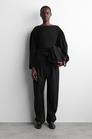 COS Voluminous Contrast-Panel Blouse in Black - Women
