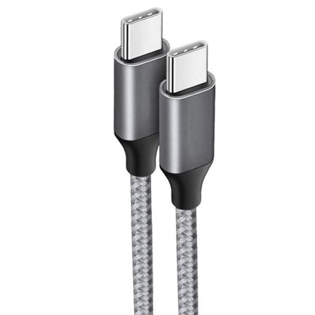 USB-C till USB-C-kabel för iPhone 16 Pro Max iPhone 16 Pro iPhone 16e - Förstärkt Nylon Grå 1M