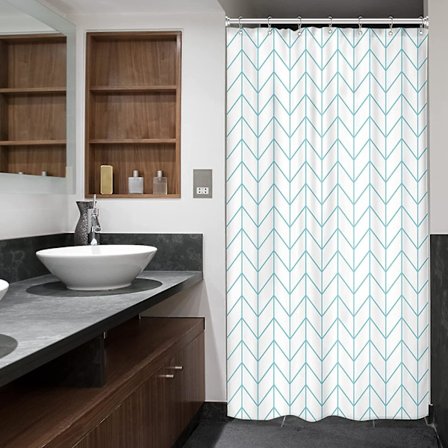 Duschdraperi Liten Duschdraperi Halvstorlek 90*180cm Vit Aqua Enkel Smal liten Geometrisk Chevron Randig Chevron 7-pack Krokar Dorm Decor F