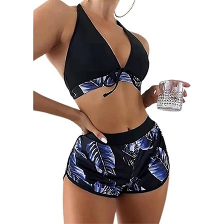 Dam Floral Halterneck Kit Baddräkt Badkläder Shorts Trosa Swim Beach Set