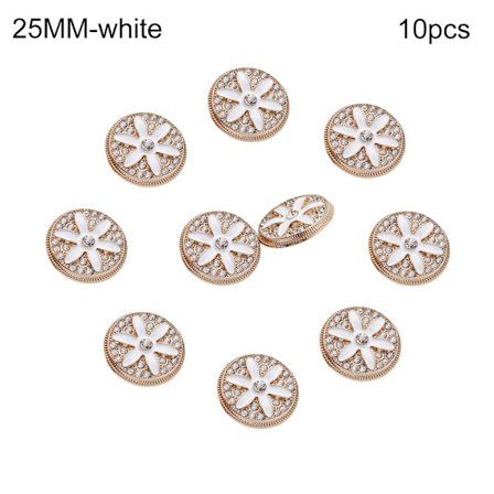 10 st metall strass knappar skjorta knappar VIT 25MM10ST white 25MM10pcs-10pcs