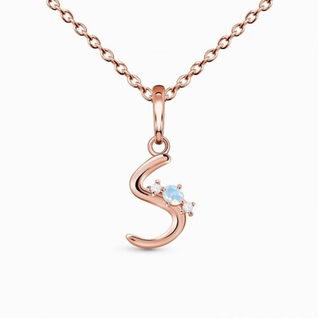 925 Sterling Sølv Månesten Halskæde med Bogstaver 26 Alfabet Vedhæng Halskæde Smykker til Mor Kvinder