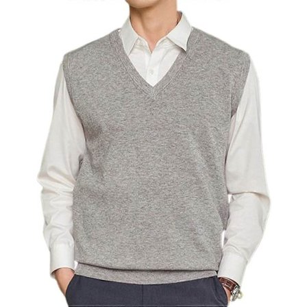 Ärmlös Lös Varm Tröja Herr Enfärgad V-ringad Väst