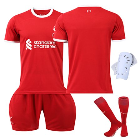 2023-2024 Liverpool Børnefodbolddragt Sæt med Strømper og Knæbeskyttere-INGEN NUMMER#XXXL