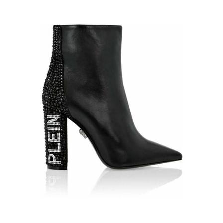 Philipp Plein, High Heel Mid Crystal Boots Czarny, Kobieta, Rozmiar: 39 EU