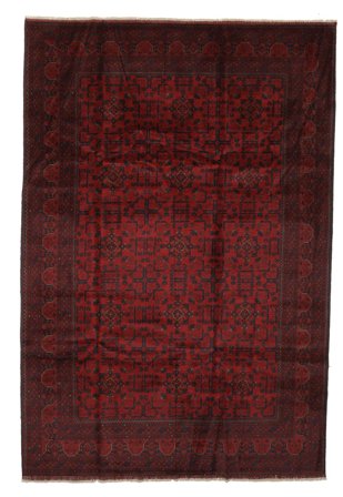 209X300 Tapis Afghan Khal Mohammadi D'orient Noir/Rouge Foncé (Laine, Afghanistan) Carpetvista
