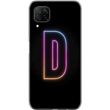 Kompatibel Mobilcover til Huawei Huawei P40 lite Minimalistisk neonbogstav D i farveskiftende lys mod sort baggrund i moderne digital design