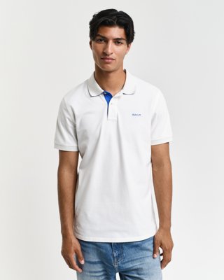 GANT - Piquéskjorte med kontrastdetaljer til herre eggshell
