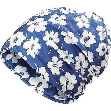 Dame Sommer Tynd Hue Hat Blomstret Let Slasket Hat, Blå