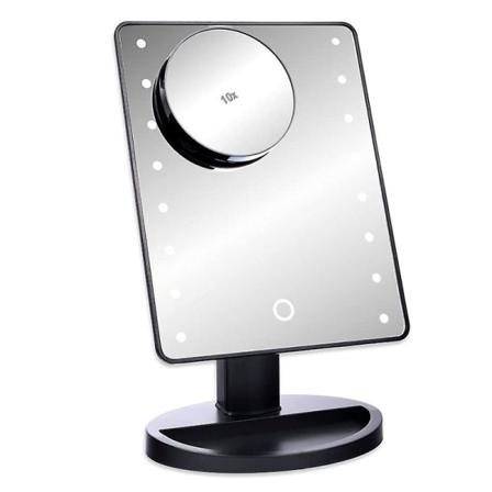 Schramm LED-meikkispeili, musta, 10-kertaisella suurennuksella, meikkispeili LED-valoilla, meikkispeili valaistuksella, lattiaspeili, 