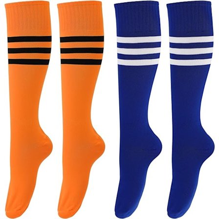 2 par stripete knestrømper, sorte stripete fargerike neon knestrømper, neon knestrømper for menn og kvinner