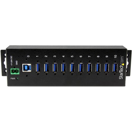 StarTech 10-Port USB 3.0 Hub - Metal Industrial USB-A Hub with ESD & Surge Protection - Din Rail, Wall or Desk Mountable - TAA Compliant USB Expander