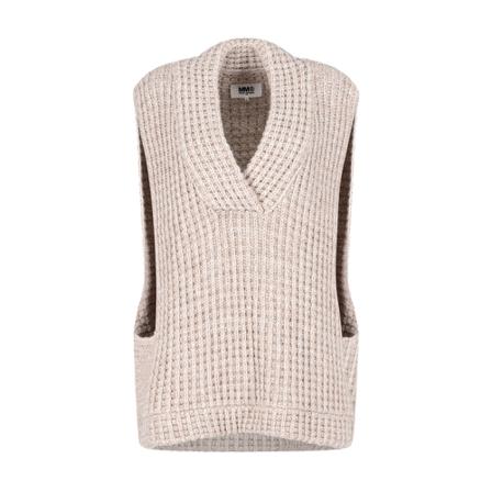 MM6 Maison Margiela, Sleeveless Knitwear Beige, Dames, Maat:M