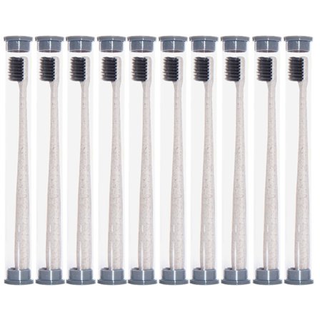 10 st Engångstandborstar av vetehalm med tubhållare, portabel rese-camping tvätt gurgelverktyg, primär färg