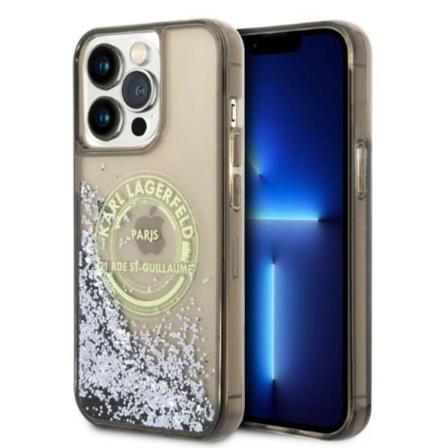 Karl Lagerfeld iPhone 14 Pro Max Skal Liquid Glitter RSG - Musta
