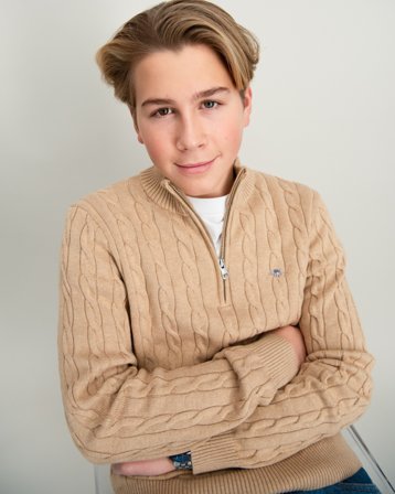 GANT COTTON CABLE HALF ZIP Beige Genser Gutt - Kids Brand Store