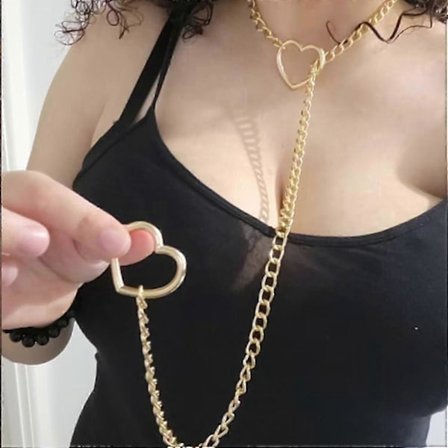 Halsband med hjärtformad O-ring och glidkedja för kvinnor, kubansk kedja i rostfritt stål, hjärthalsband, punkrock-halsband, handgjort justerbart 