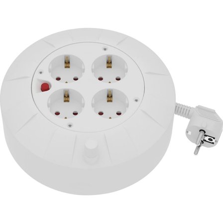 GELIA Strömfördelningsenhet, 4 utgångskontakter, vit - Lyreco - Kontorsmöbler och inredning - Elartiklar - Elkabel