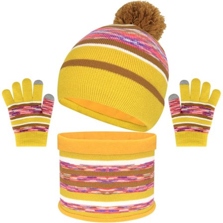 Vinterhue, handsker og halstørklæde sæt til børn, fleeceforet pomponhue og luffer til små drenge og piger, udendørs legesæt til koldt vejr til aldre