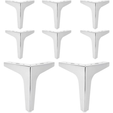 Sats med 4 triangulära möbelben, 15 cm/6 tum, moderna ersättningsmöbler för skåp, soffor, soffbord och andra - med skruvar - polerad krom
