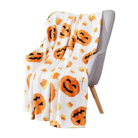 Halloween filt - Plysch Halloween filt 50"x60"" - Mysig flanell grå Halloween dekoration för fest soffa säng vardagsrum stil 2"