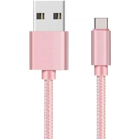 USB-C-kabel för Xiaomi Mi 11 - Mi 11 LITE - Mi 11 LITE 5G - Laddkabel Typ USB-C Nylonflätad Rosa 1 Meter Phonillico