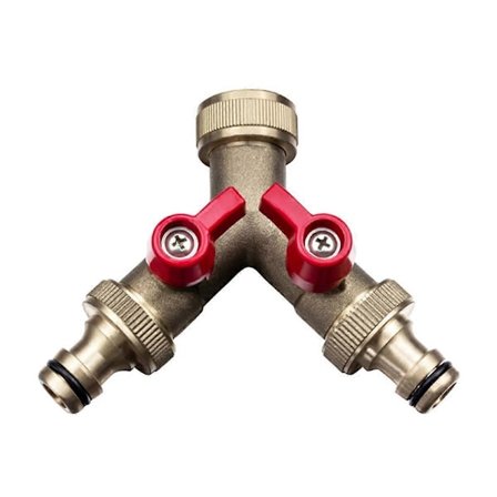 Havevandsslangefordeler Fuld Flow, Messing Heavy Duty Slangefordeler, Slange Y Fordeler, Udendørs Hanefordeler
