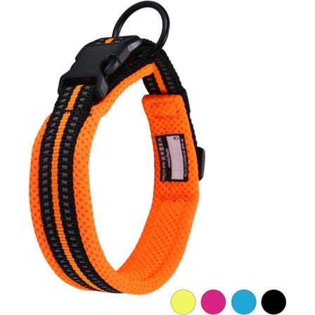 Justerbart hundhalsband i nylon, andningsbart reflexhalsband, L: längd 45-50 cm, orange,