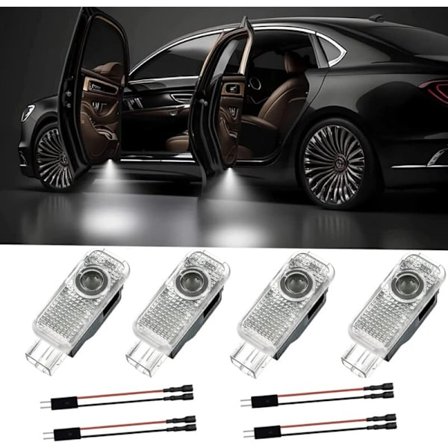 Kompatibel med Audi Billedørsprojektor, 4 Pak Bil Underkropslys, LED Velkomstlys, Indgangslygter Kompatibel med A1/A3/A4/A5/A6/Q3/Q5/Q7/