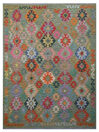 Tapete Oriental Kilim Afegão Old Style 181X241 Preto/Verde Escuro (Lã, Afeganistão)