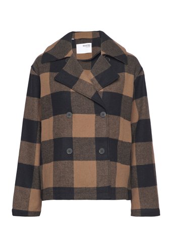 Slfevana Short Wool Jacket Brown Selected