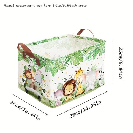 Rektangulær Hylle Boks Kurv Dyregavekurv Oppbevaringskurv Klesboksorganisator (Jungelsafari), Vaskekurver