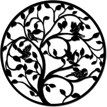 (Svart,40*40cm)Metall Livets Tre Veggdekor, Silhuettkunst, Ind