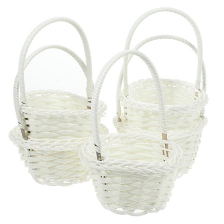 5 stk. Plastkurver i pastoral stil Rottingkurver Små blomsterkurver Fruktplukkingskurver