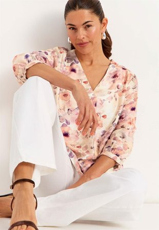 Cellbes of Sweden - Mønstret bluse i rosa/aprikos/mønstret for damer i størrelse 50/52