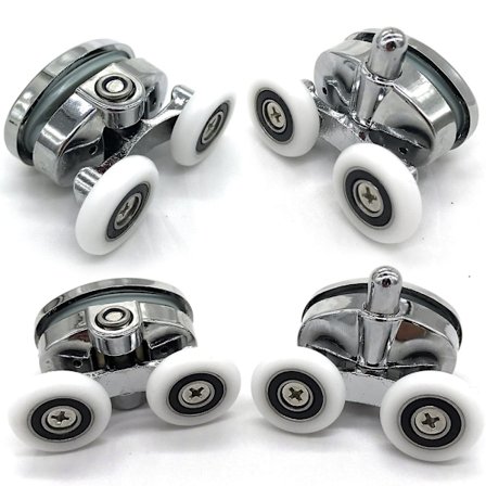 Sæt med 4 brusedørsruller - To hjul - Oval - Sommerfugleformet (23mm)