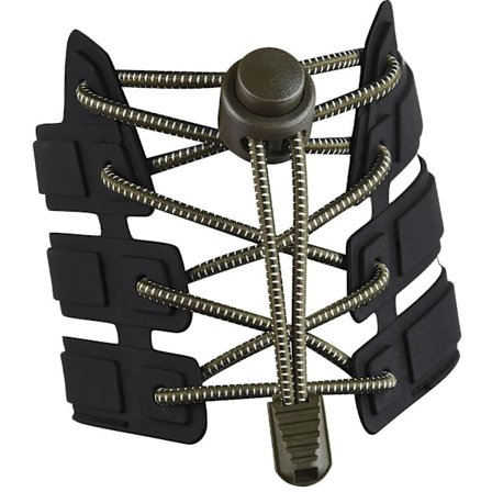 Elastiske skolisser 120 cm for joggesko med sterk spenne og hurtigløsning i armygrønn farge