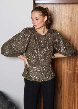 Louise Top Sage Shimmer Green / L