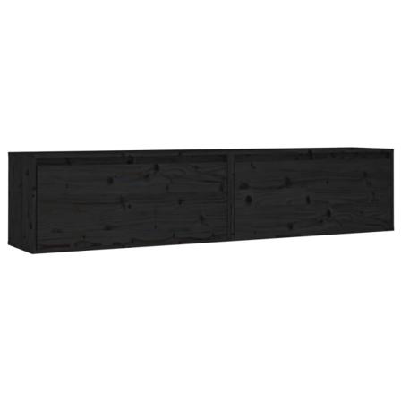 Vidaxl Väggskåp 2 St Svart 80x30x35 Cm Massiv Furu Svart