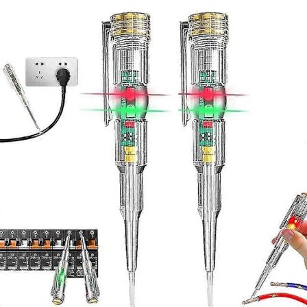 2 kpl 24-250V sähköasentajan virtapiirin testikynä, herkkä sähkötestikynä, LED-merkkivalolla vedenpitävä